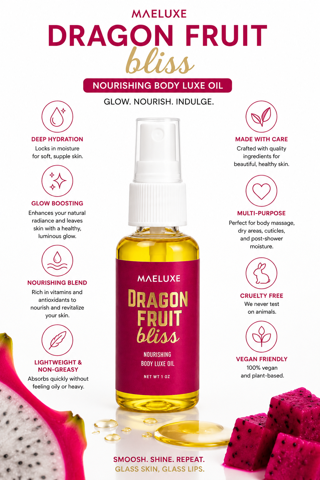 Body Oil Sample Packs - 5 Scented Body Oil Mini Trial Pack w/Sprayer