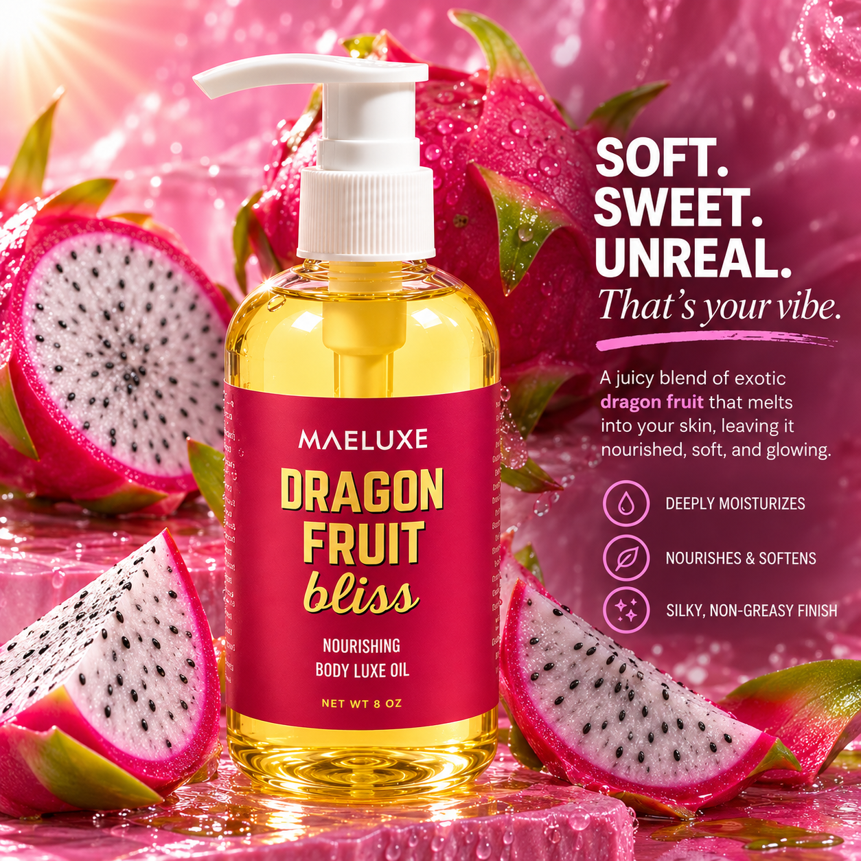 Dragon Fruit Bliss Nourishing Body Oil.