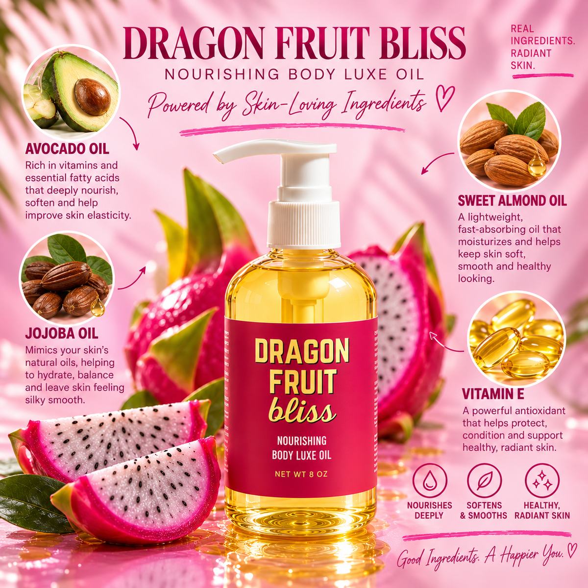 Dragon Fruit Bliss Nourishing Body Oil.